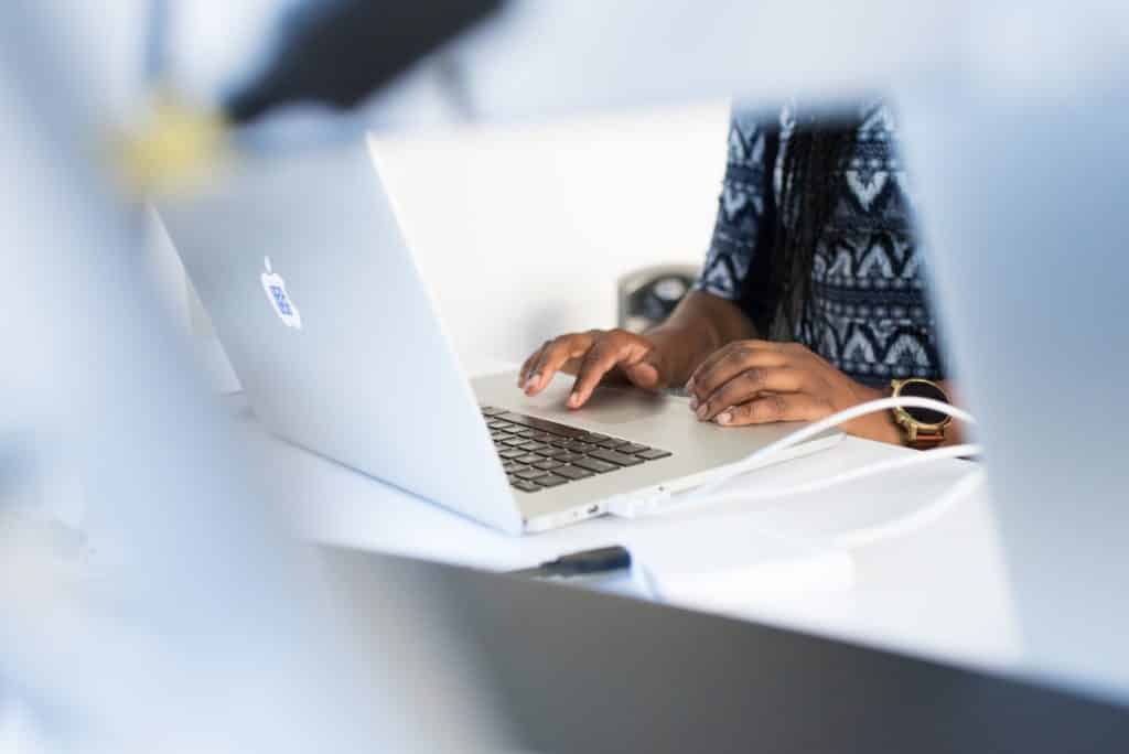 A person working on a laptop